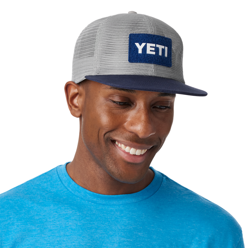 YETI® Velcro Badge Flat Brim Mesh Hat Gray/Navy