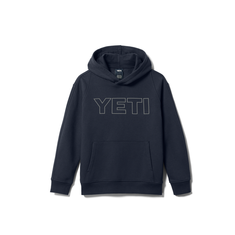 YETI Logo Badge Kids' Pullover Fleece Hoodie Navy